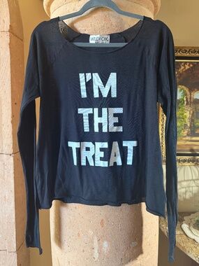 Wildfox Black Long Sleeve graphic Tshirt Size Small